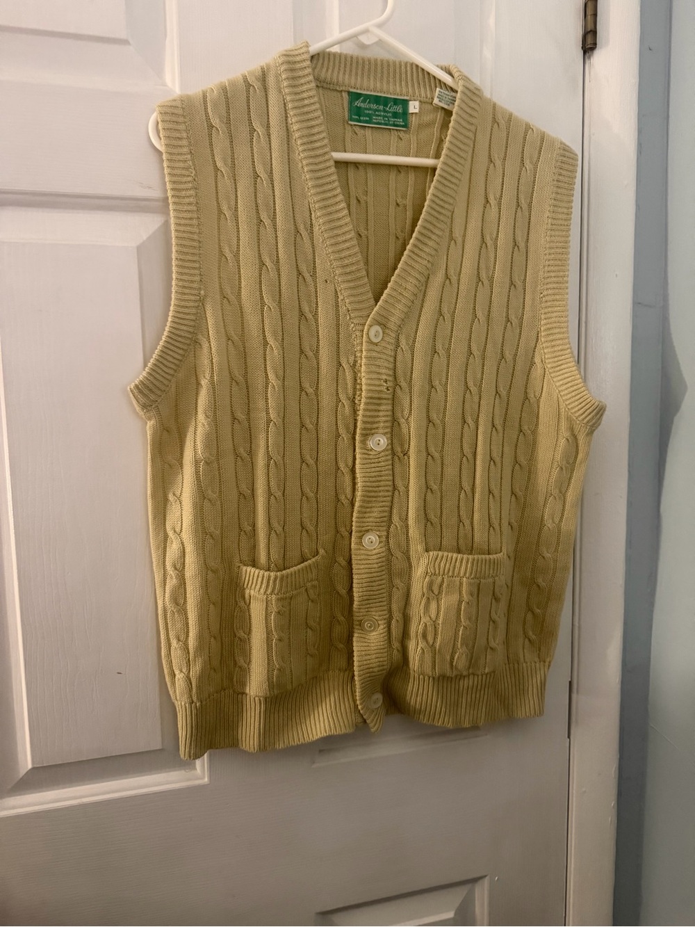 Vintage Anderson-Little Cable Knit Sweater Vest L Grandpa Cardigan